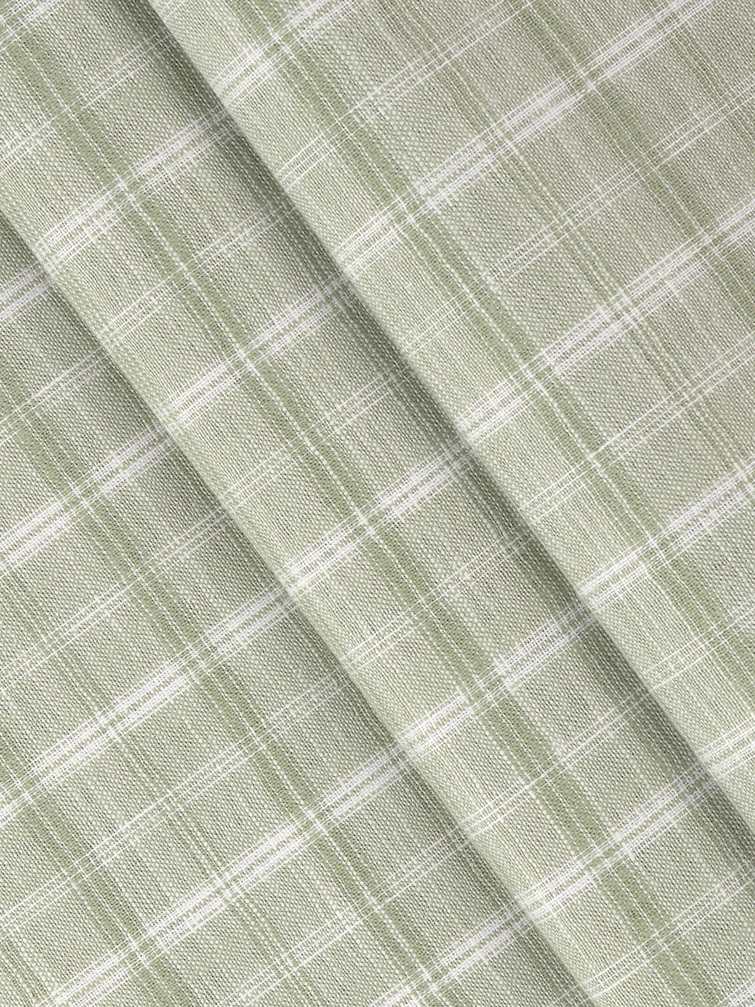 Men Cotton Rich Checked Shirt Fabric Green with White Infinity