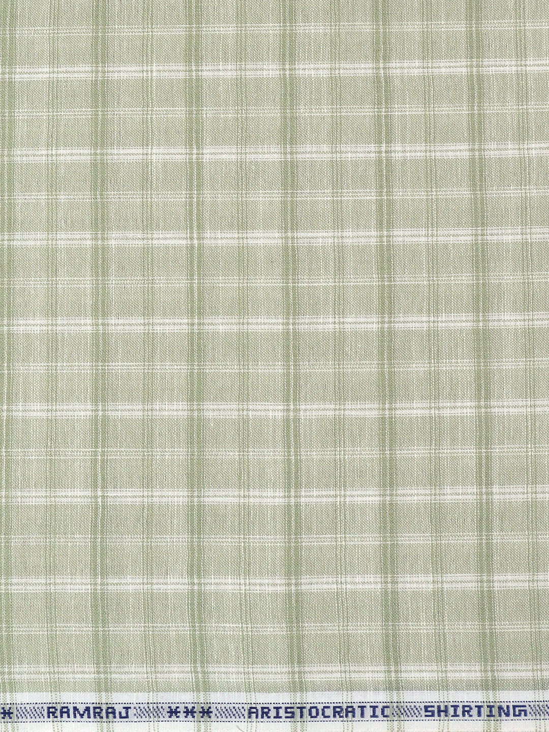 Men Cotton Rich Checked Shirt Fabric Green with White Infinity