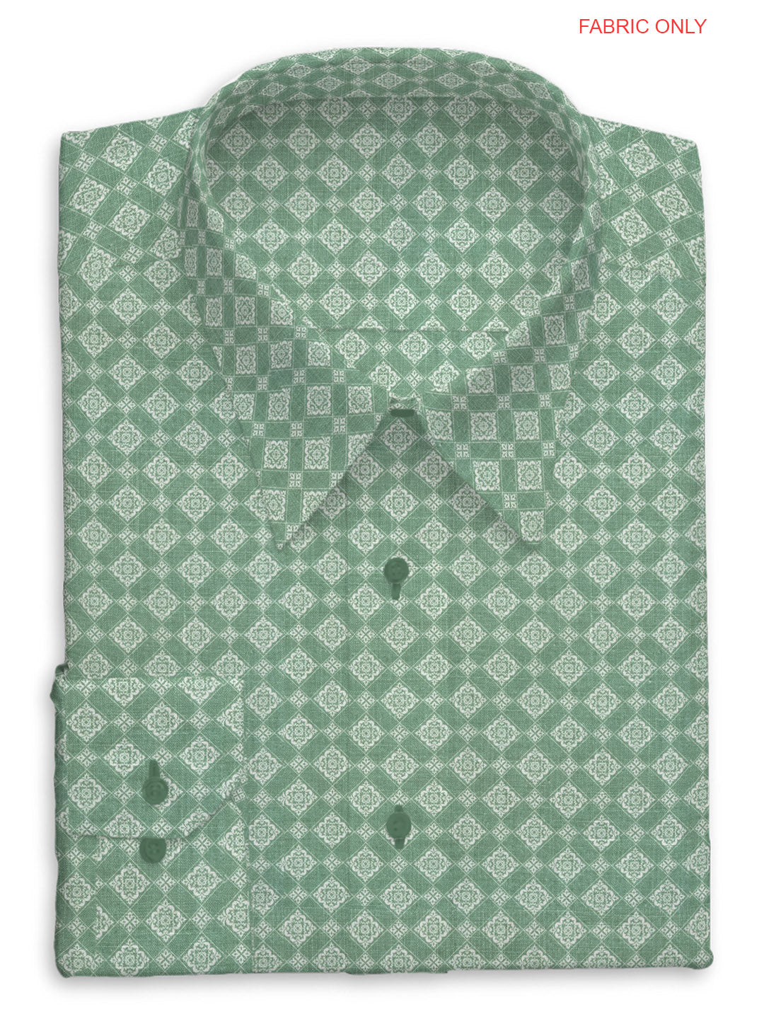 Cotton Printed Green Colour Shirt Fabric - OSLO