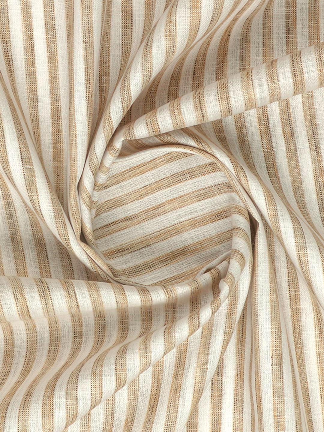 Mens Cotton Rich Striped Shirt Fabric White With Brown High Style