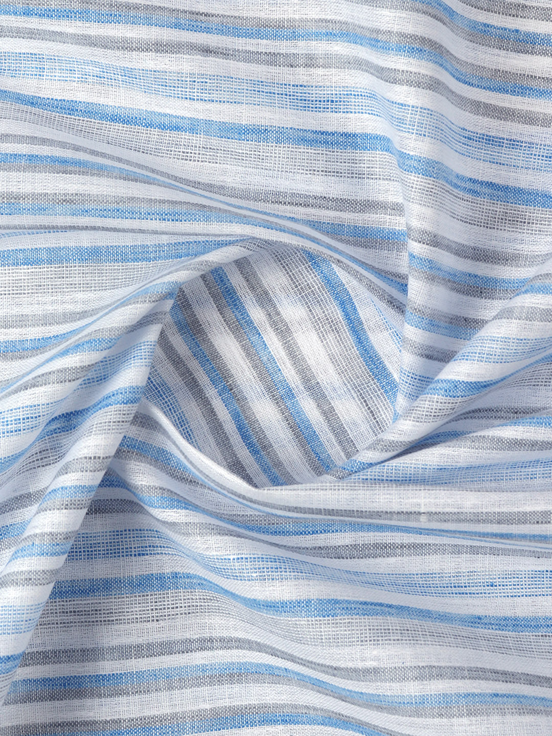 Mens Cotton Rich Striped Shirt Fabric White with Blue Galaxy Art