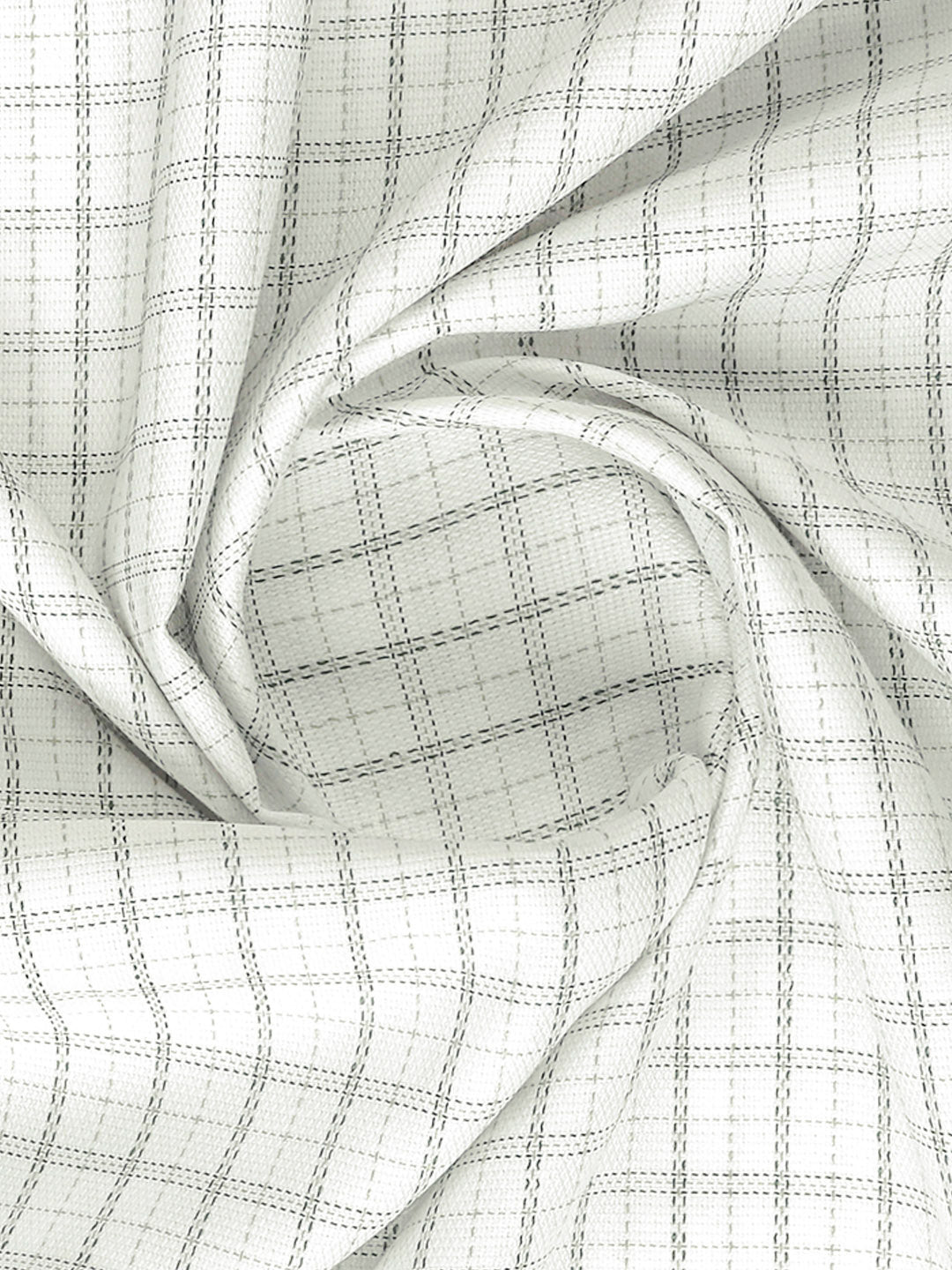 Mens Cotton Rich Checked Shirt Fabric White with Green High Style