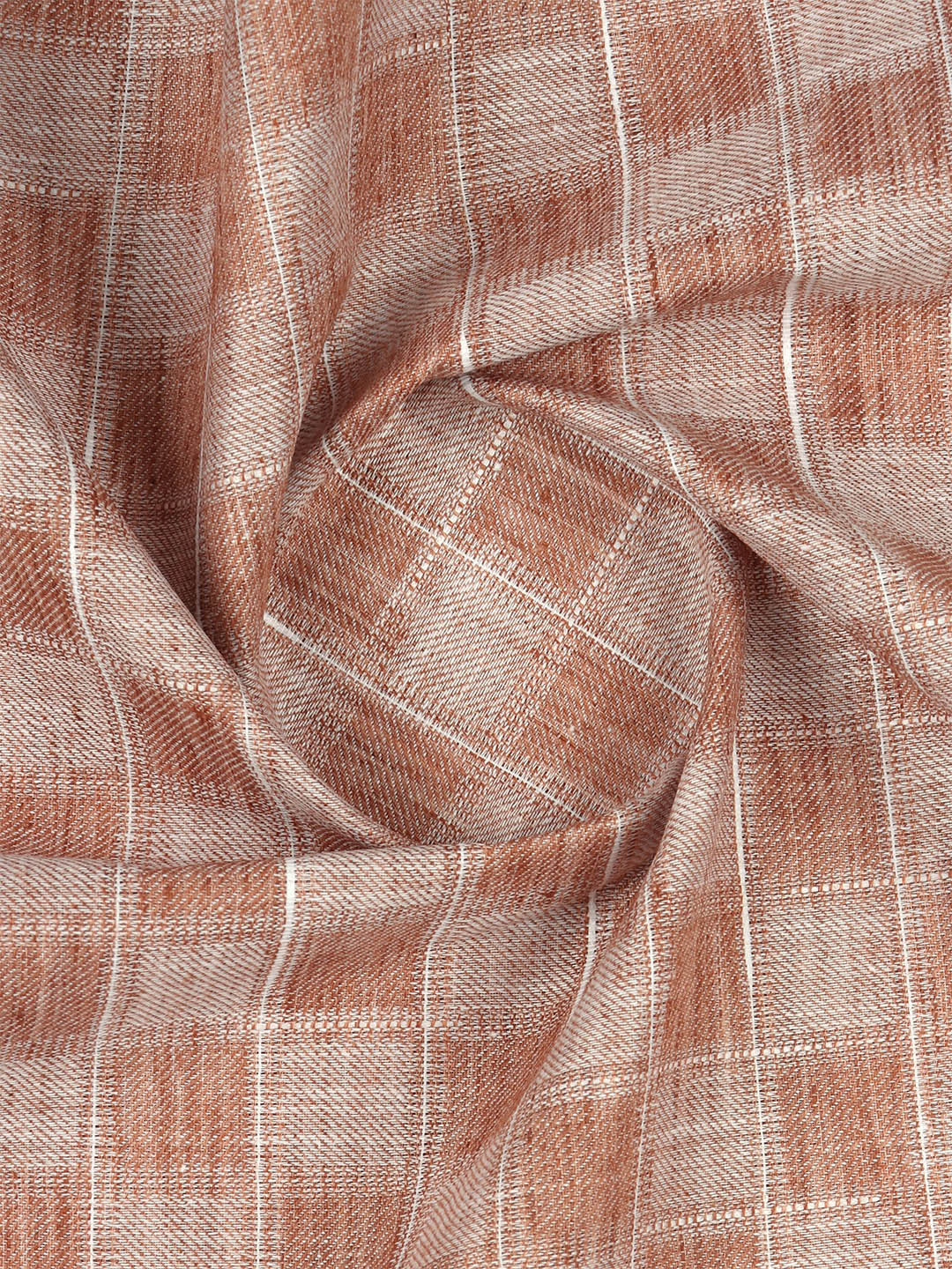 Men's Cotton Rich Checked Brown Shirt Fabric High Style