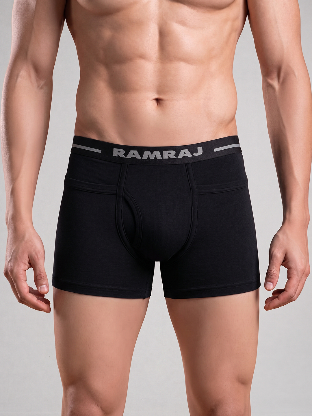 100% Combed Cotton Black Pocket Trunk Softex (Pack of 2)