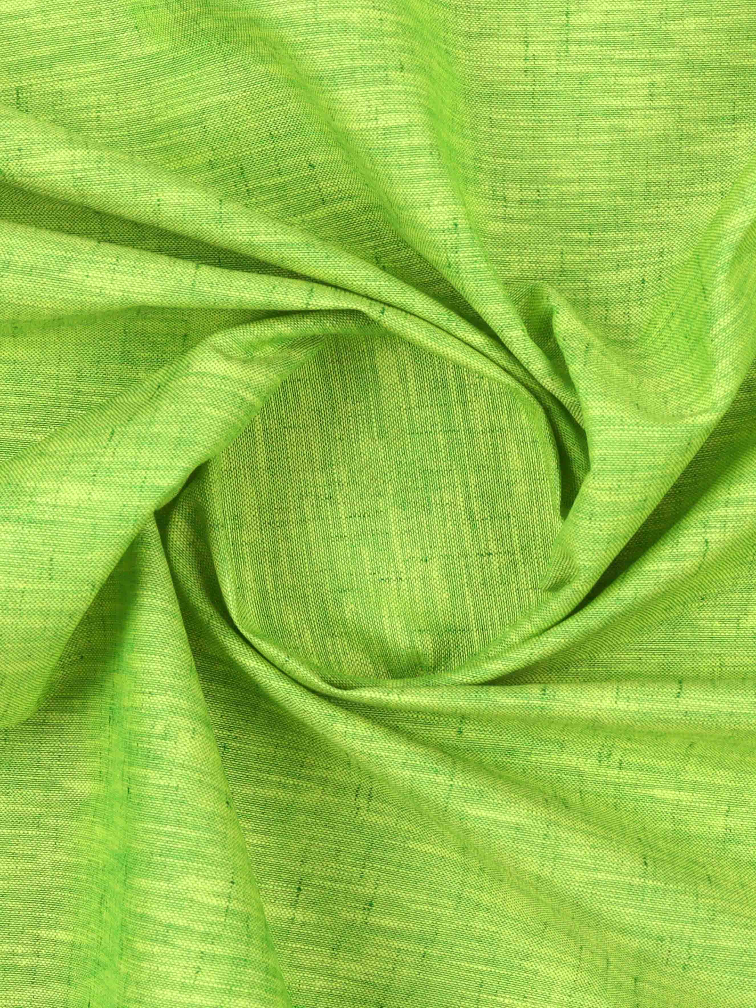 Cotton Blend Parrot Green Colour Plain Shirt Fabric Infinity