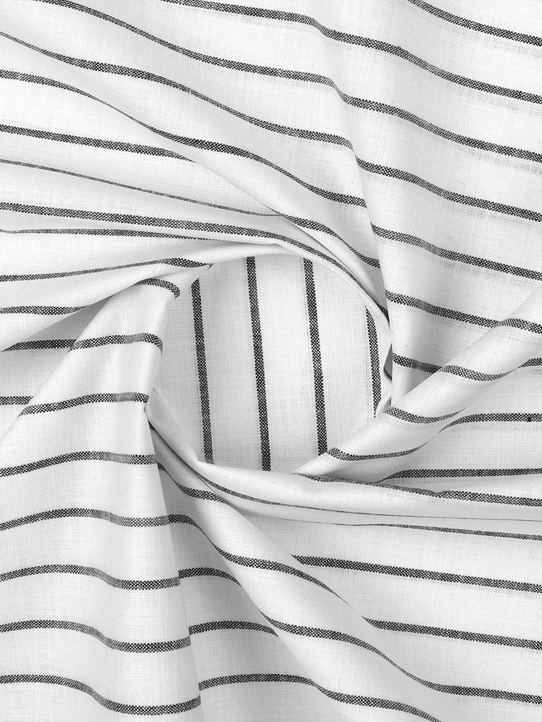 Cotton White with Grey Striped Shirt Fabric- Infinity