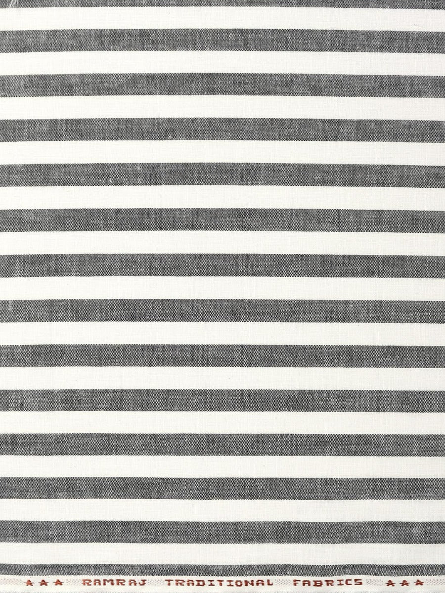 Cotton White with Grey Striped Shirt Fabric- Infinity