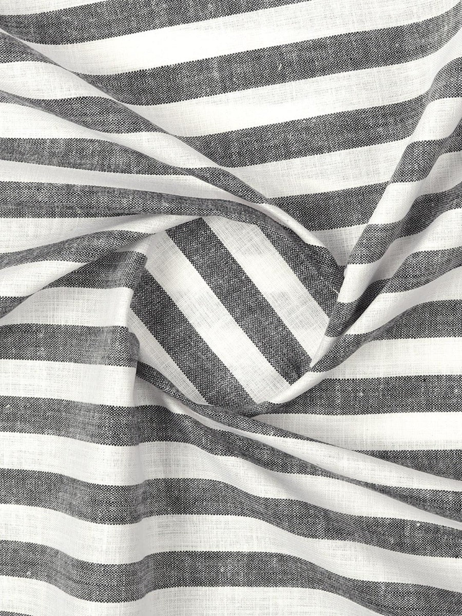 Cotton White with Grey Striped Shirt Fabric- Infinity
