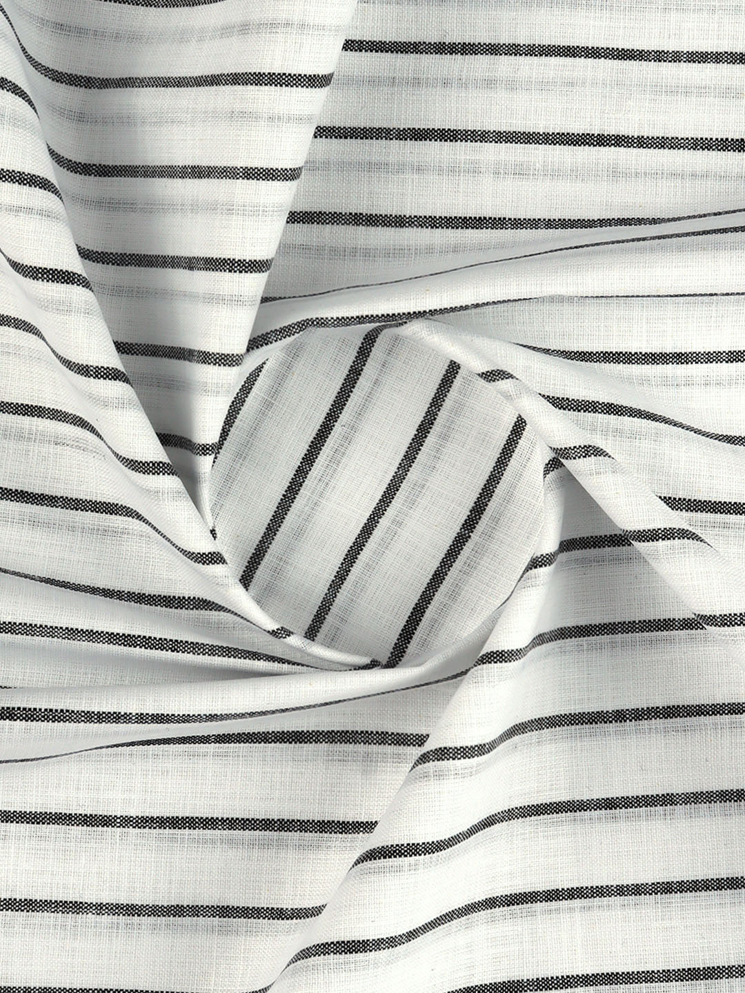 Men Cotton Rich Striped Shirt Fabric White with Black Infinity