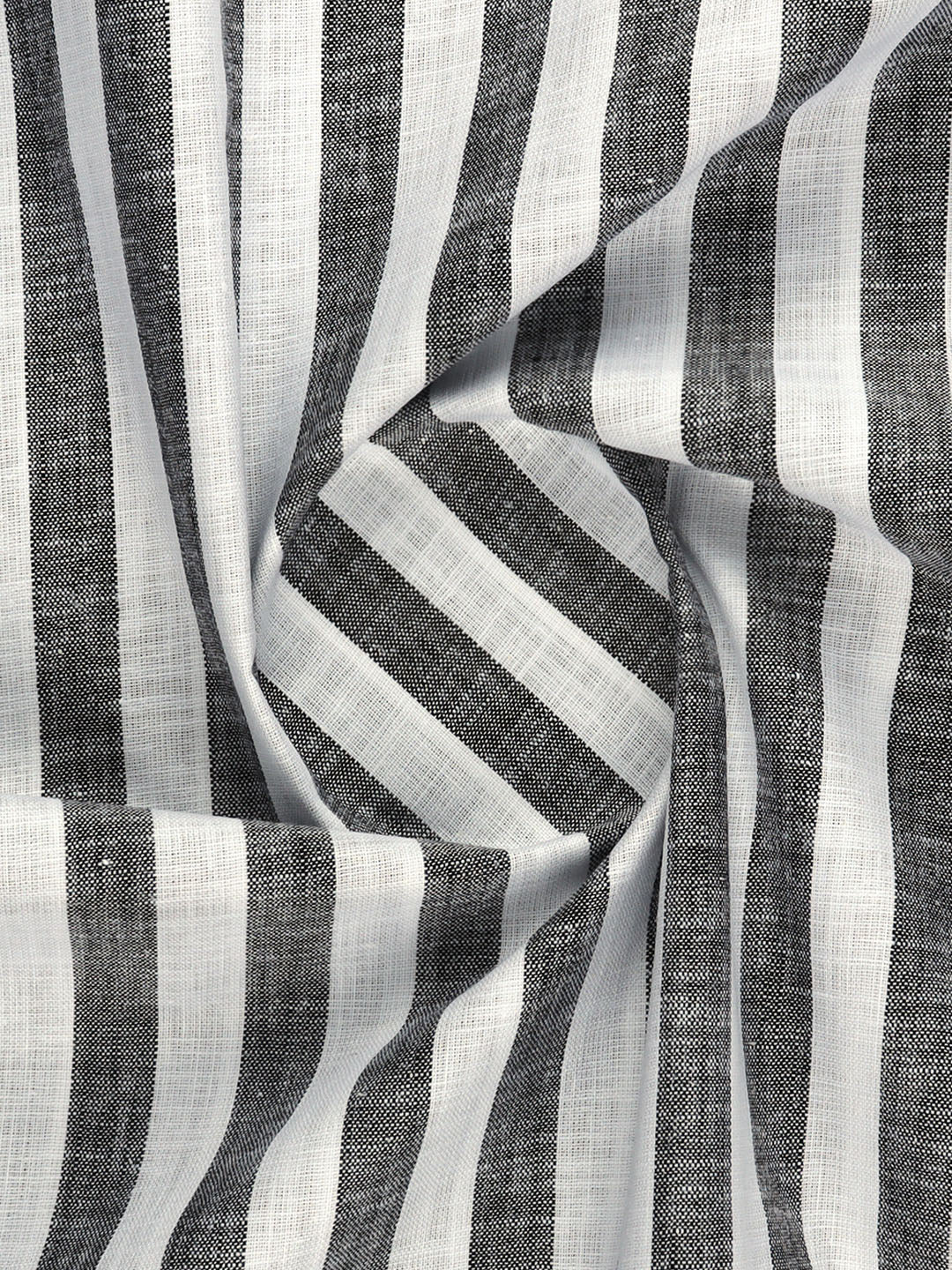Men Cotton Rich Striped Shirt Fabric White with Black Infinity