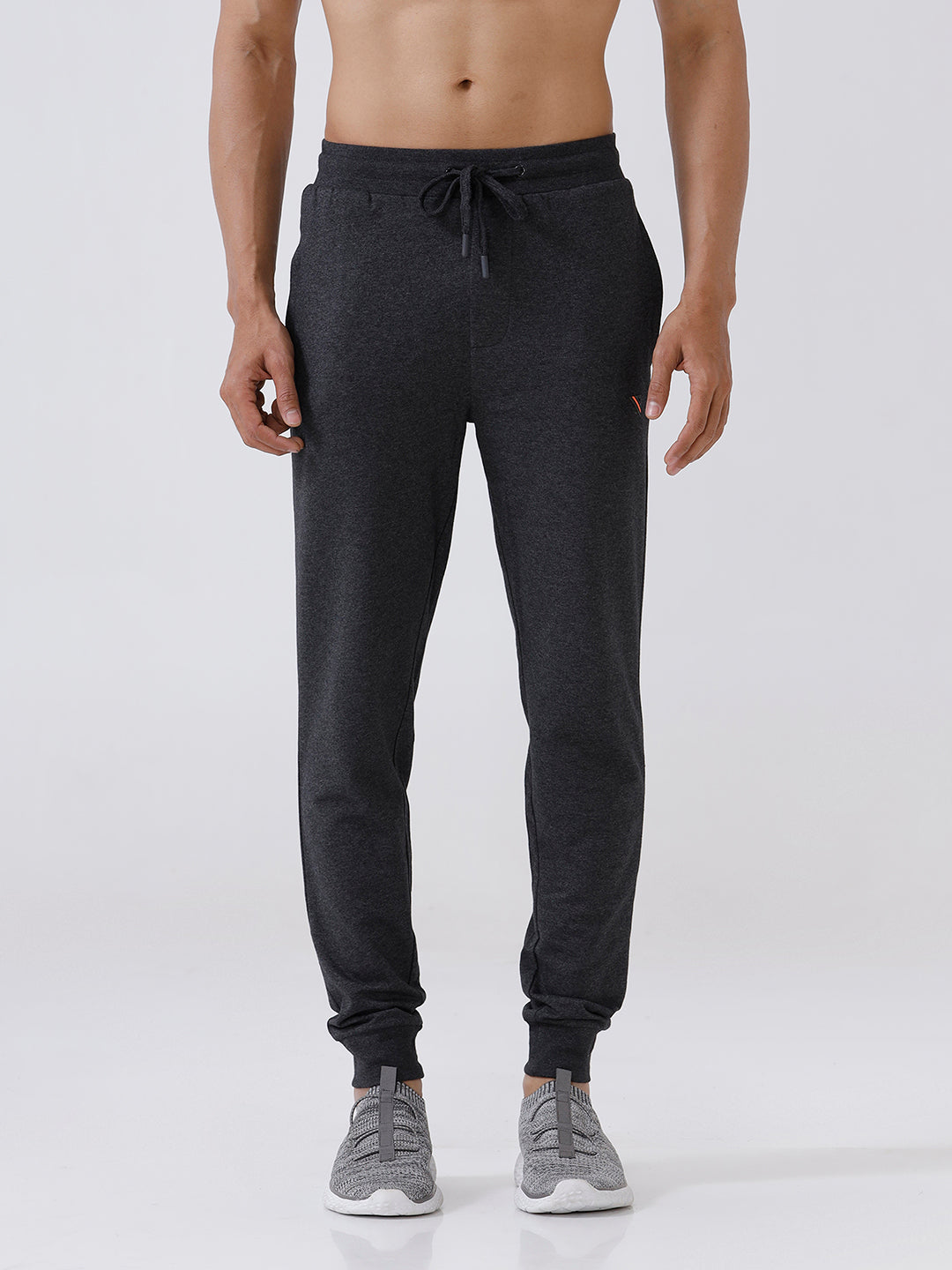 Men Combed Cotton Rich Jogger with Side Pockets Charcoal Melange JP2