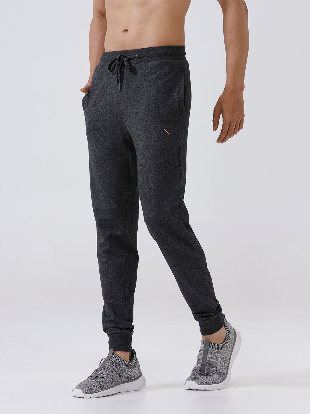 Men Combed Cotton Rich Jogger with Side Pockets Charcoal Melange JP2