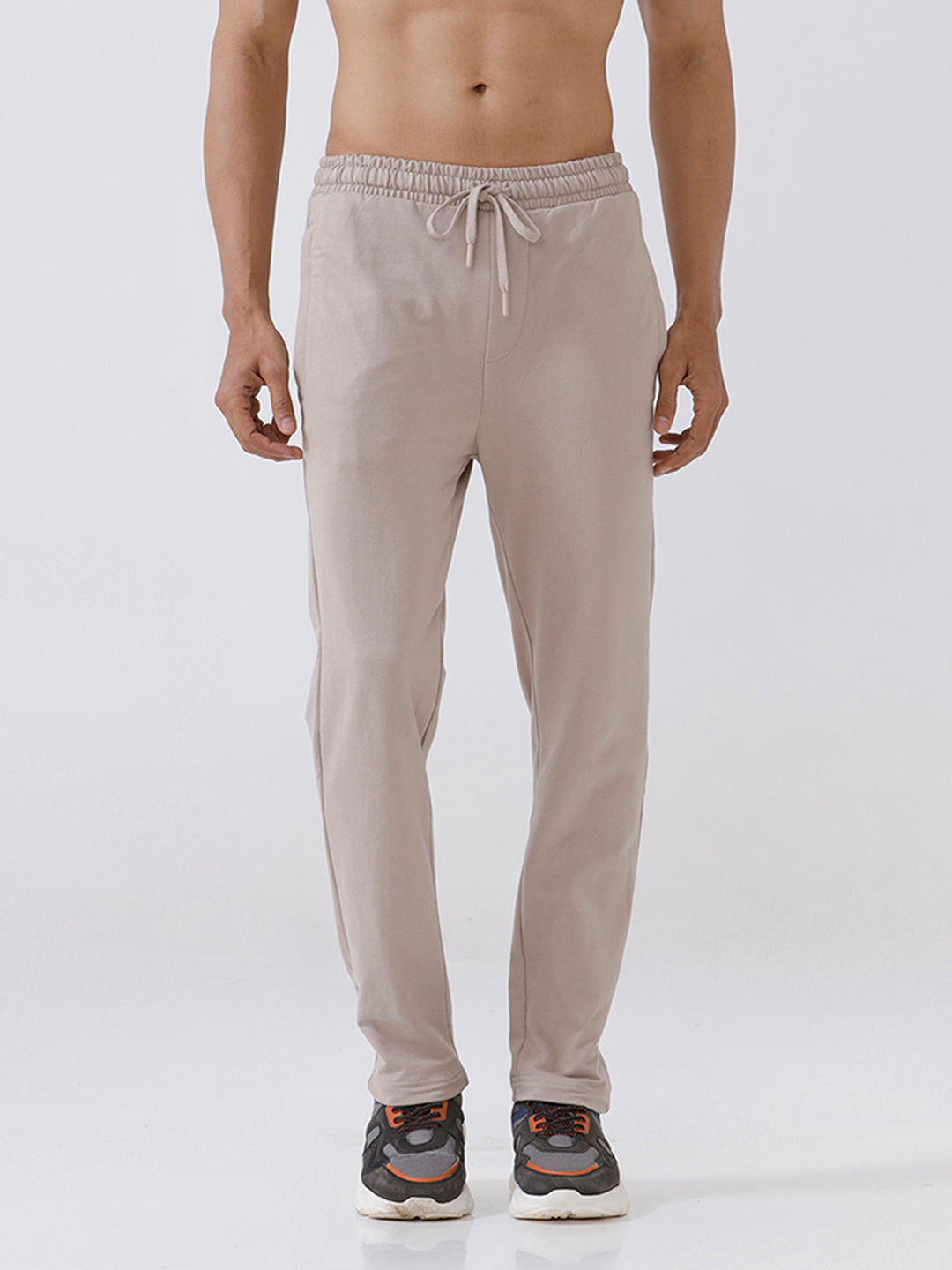 Men Combed Cotton Rich Track Pant with Side Pockets Beige ETT6