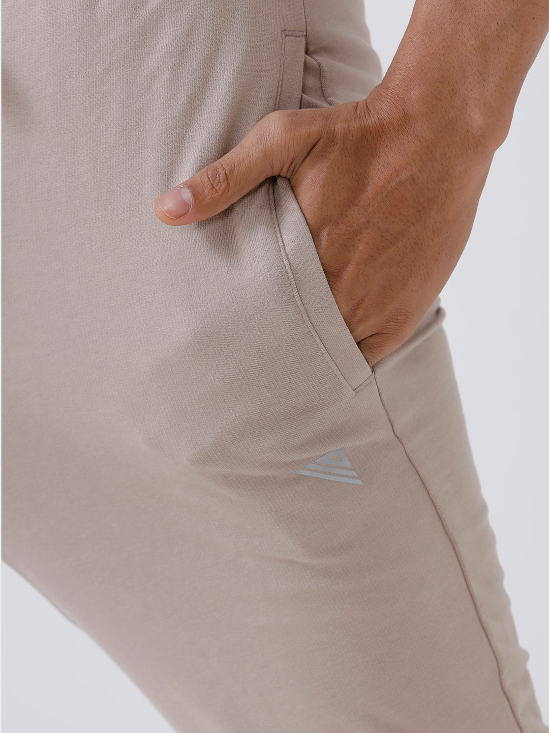 Men Combed Cotton Rich Track Pant with Side Pockets Beige ETT6