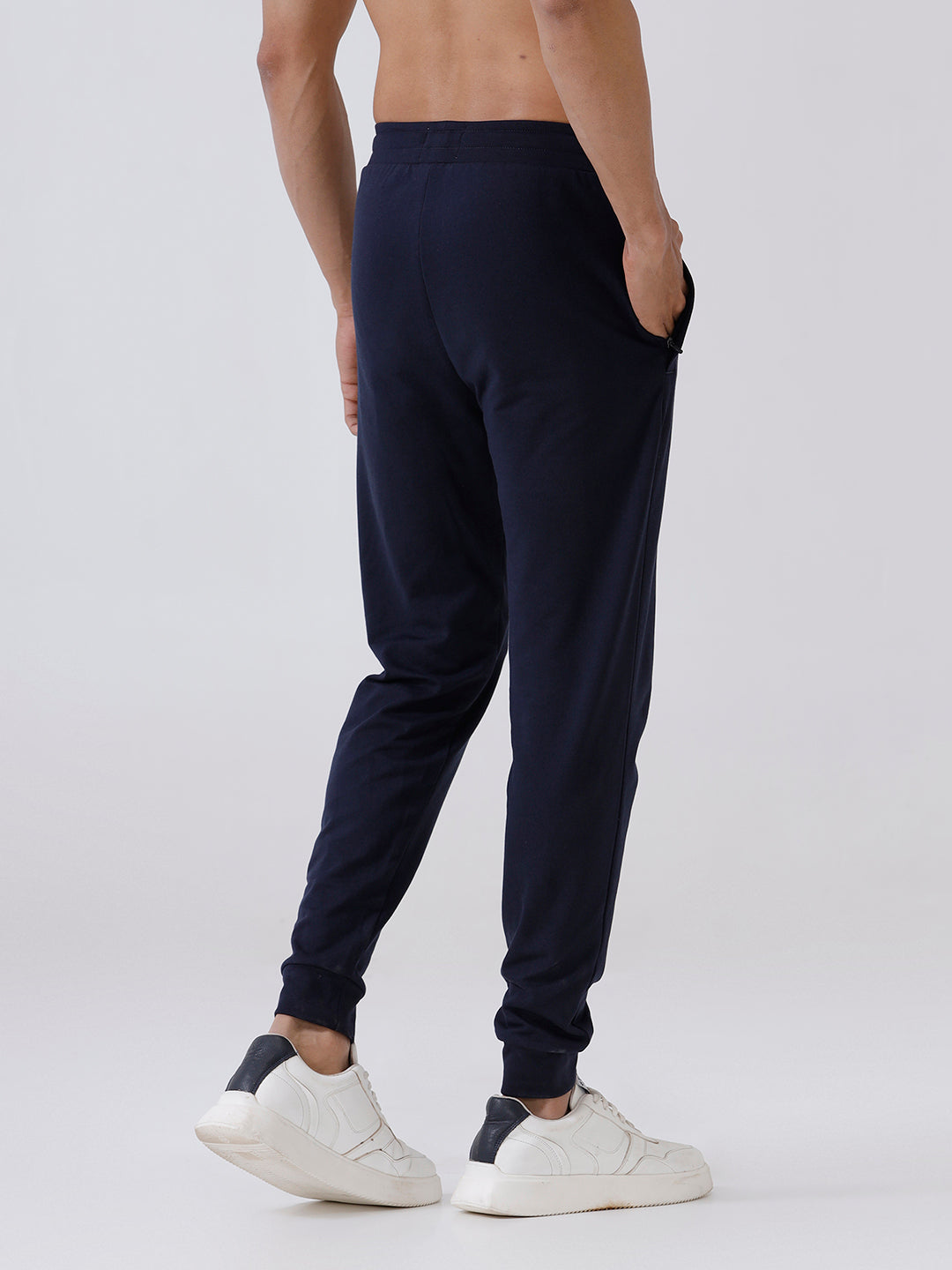 Men Combed Cotton Rich Jogger with Side Pockets Navy JP4