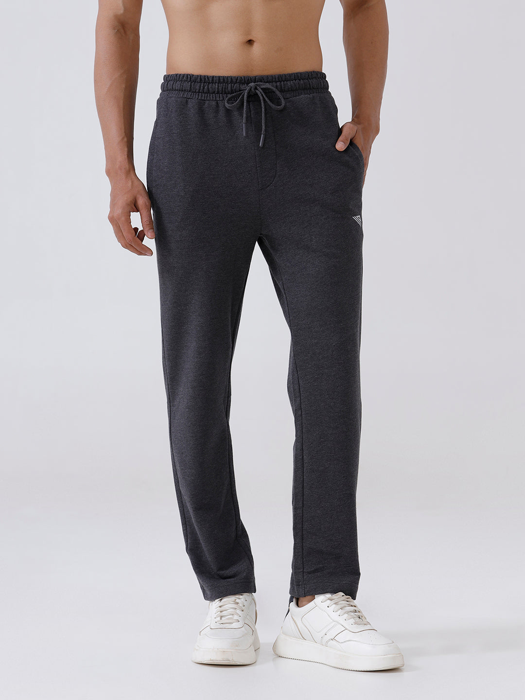 Men Combed Cotton Rich Track Pant with Side Pockets Charcoal ETT4