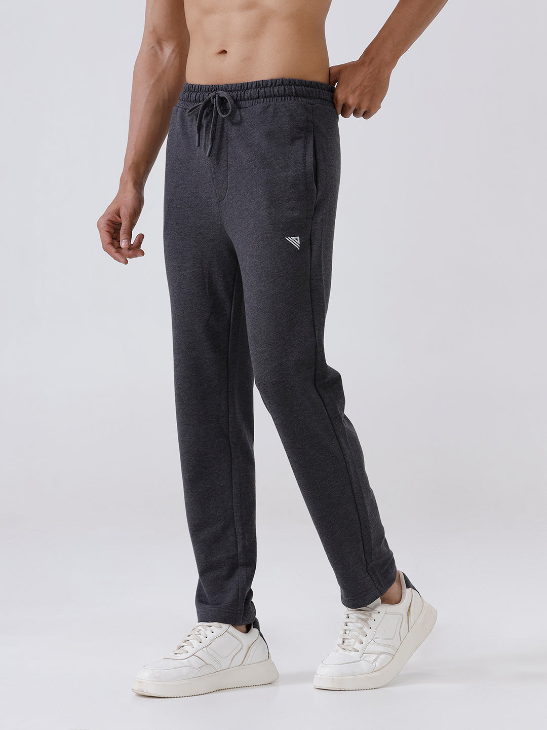 Men Combed Cotton Rich Track Pant with Side Pockets Charcoal ETT4