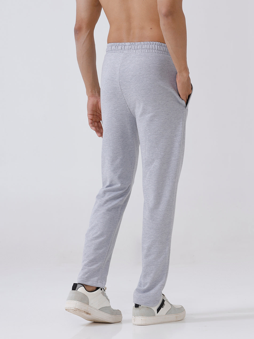 Men Combed Cotton Rich Track Pant with Side Pockets Grey Melange ETT3