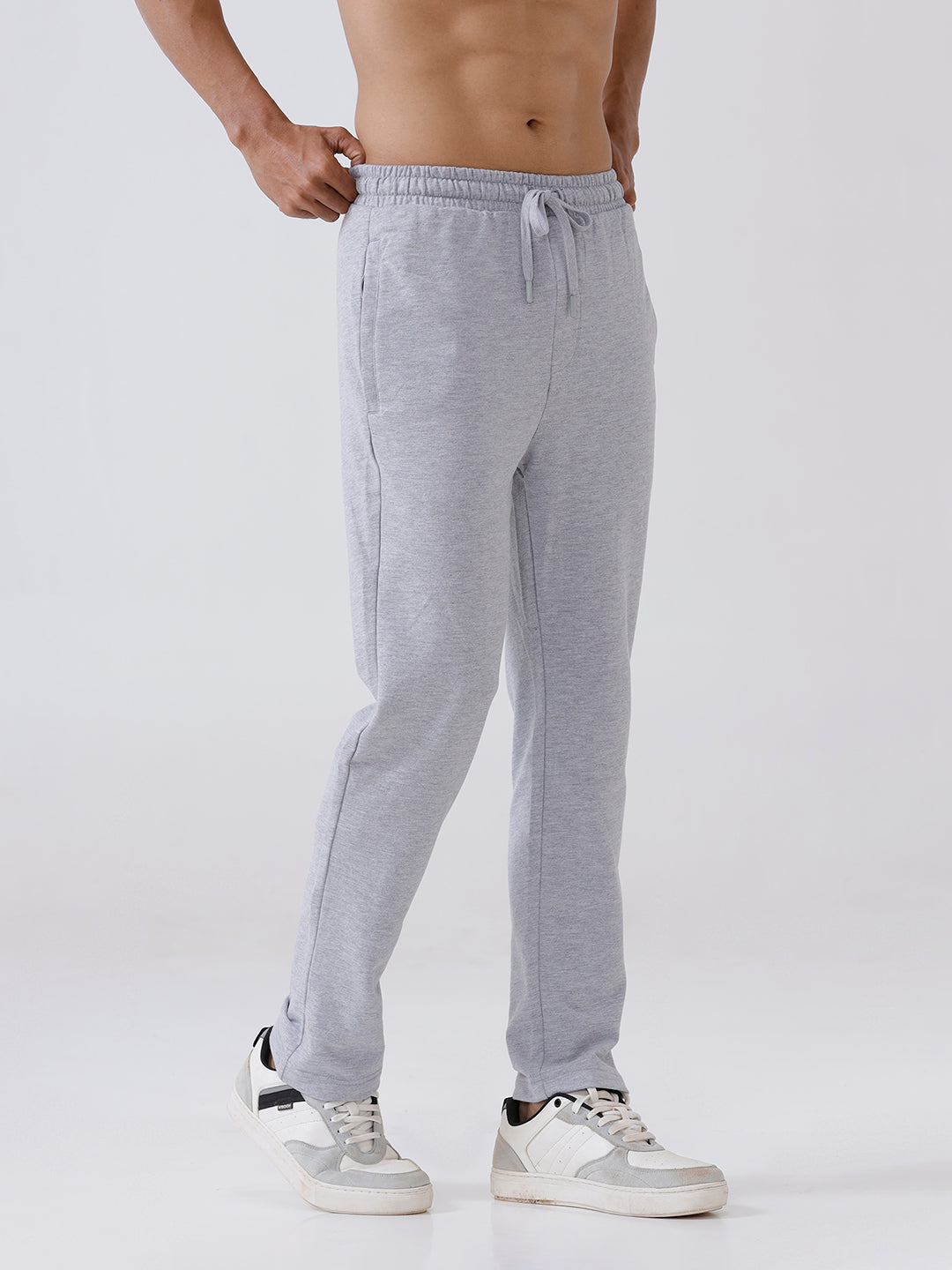 Men Combed Cotton Rich Track Pant with Side Pockets Grey Melange ETT3