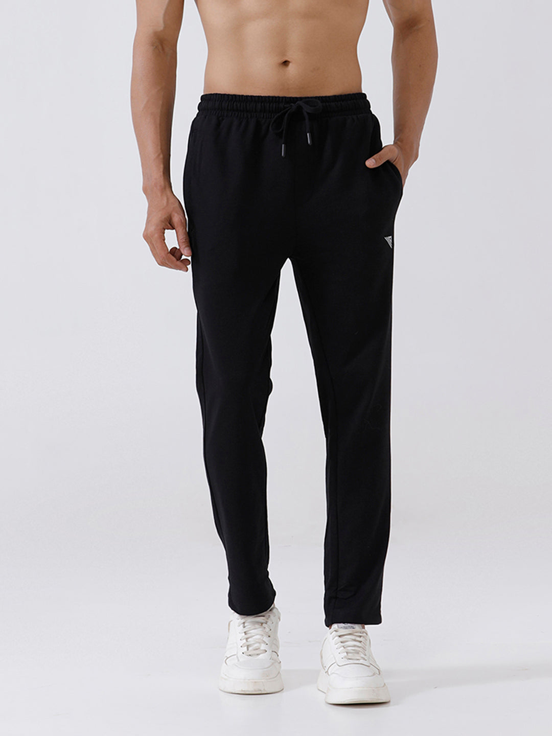 Men Combed Cotton Rich Track Pant with Side Pockets Black ETT1