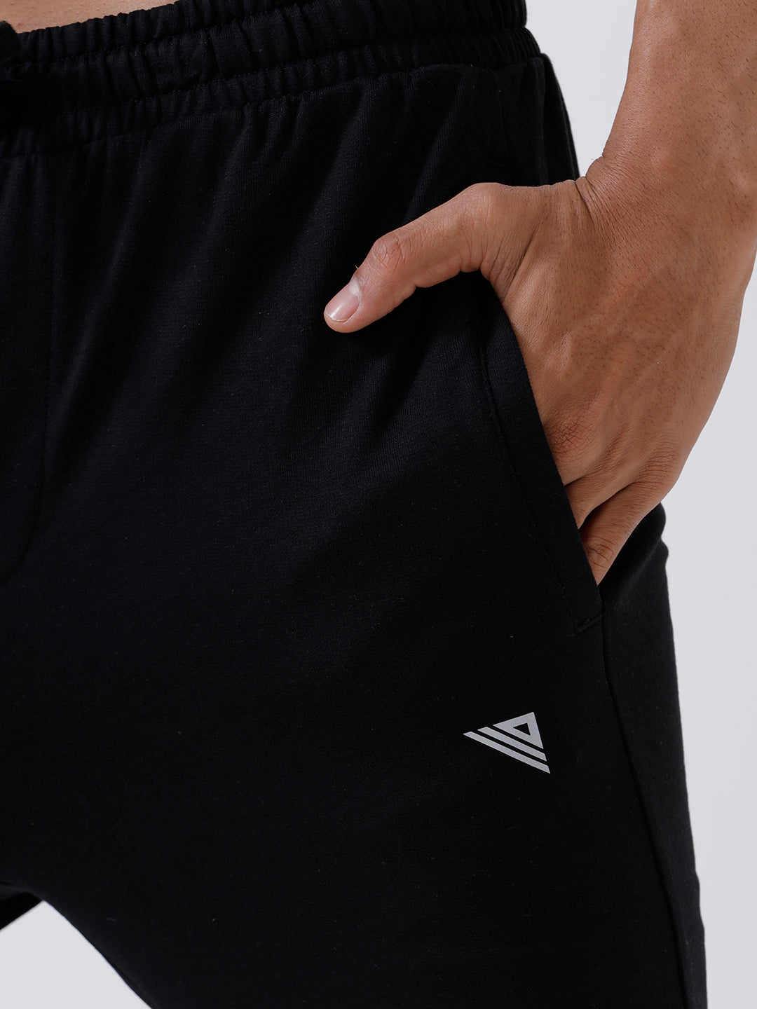 Men Combed Cotton Rich Track Pant with Side Pockets Black ETT1