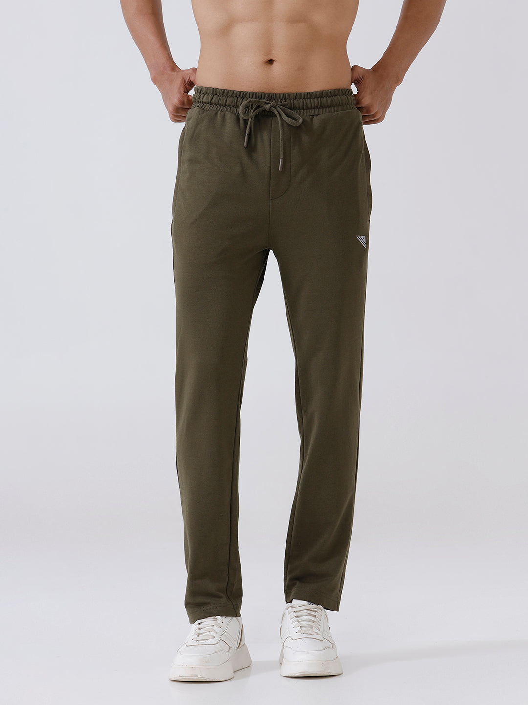 Men Combed Cotton Rich Track Pant with Side Pockets Olive ETT5