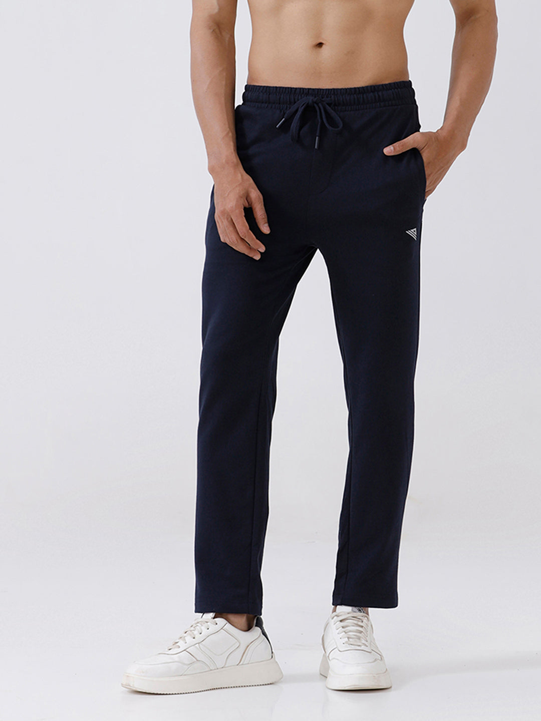 Men Combed Cotton Rich Track Pant with Side Pockets Navy ETT2
