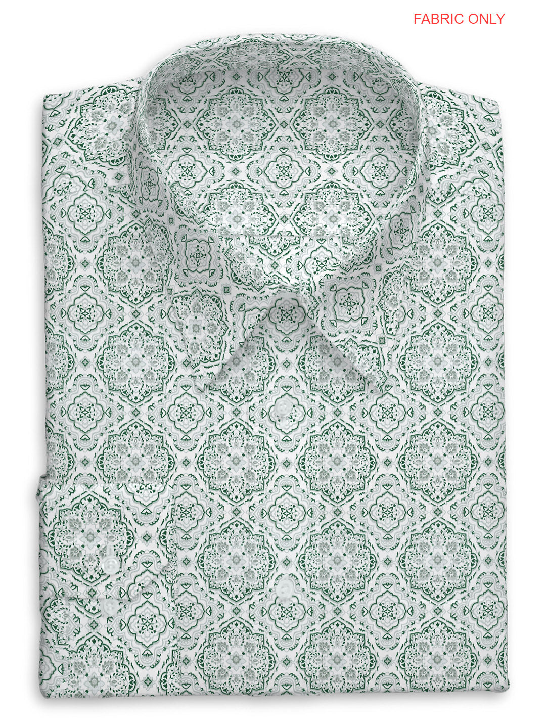 100% Premium Cotton Radiant Print Green Colour Shirt Fabric - OSLO