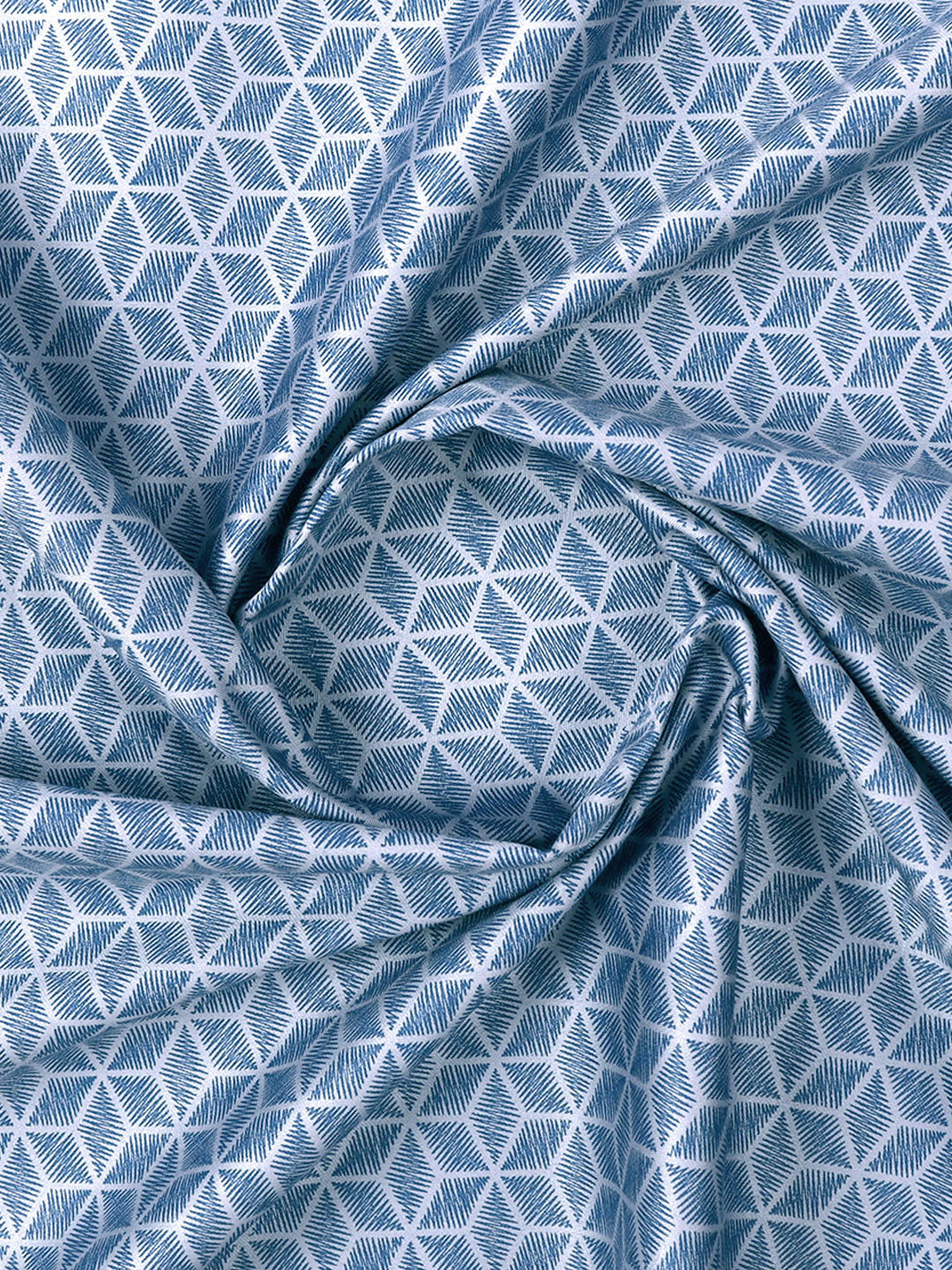 100% Premium Cotton Radiant Print Blue Colour Shirt Fabric - OSLO