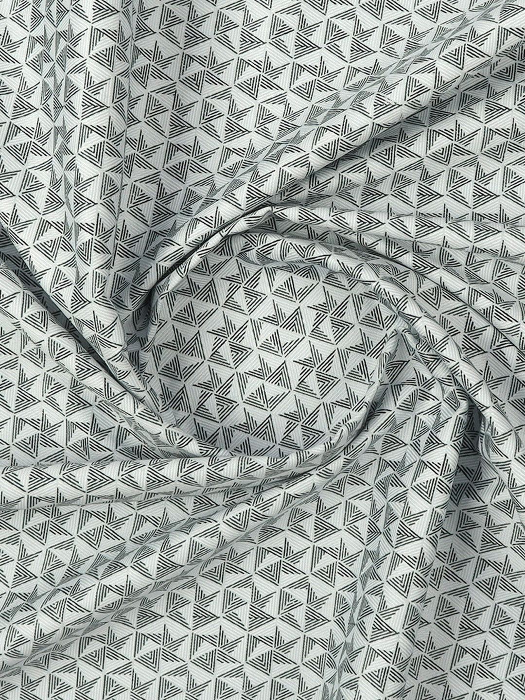 100% Premium Cotton Radiant Print Grey with Black Colour Shirt Fabric - OSLO