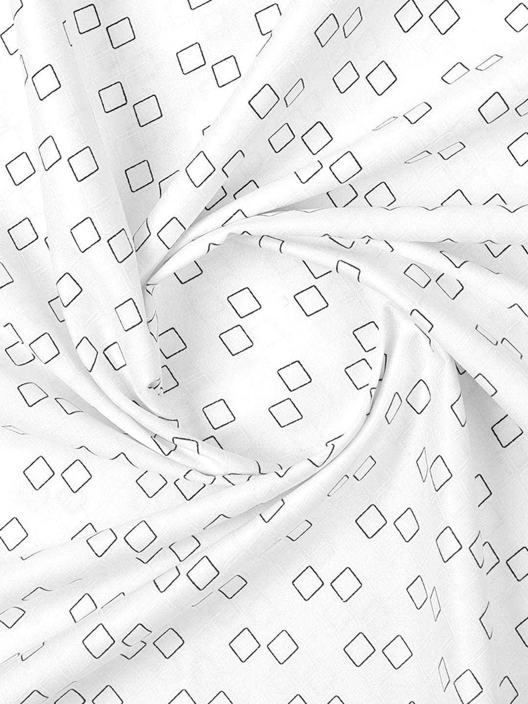 100% Premium Cotton Radiant Print White With Black Colour Shirt Fabric - OSLO