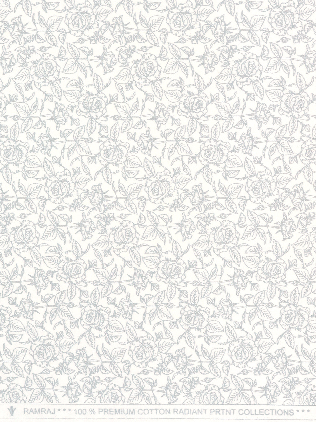 Men 100% Cotton White with Grey Printed Shirt Fabric Oslo Print