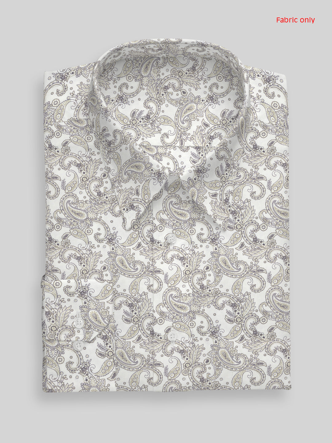 Men Cotton Rich White with Green Printed Shirt Fabric Oslo Print
