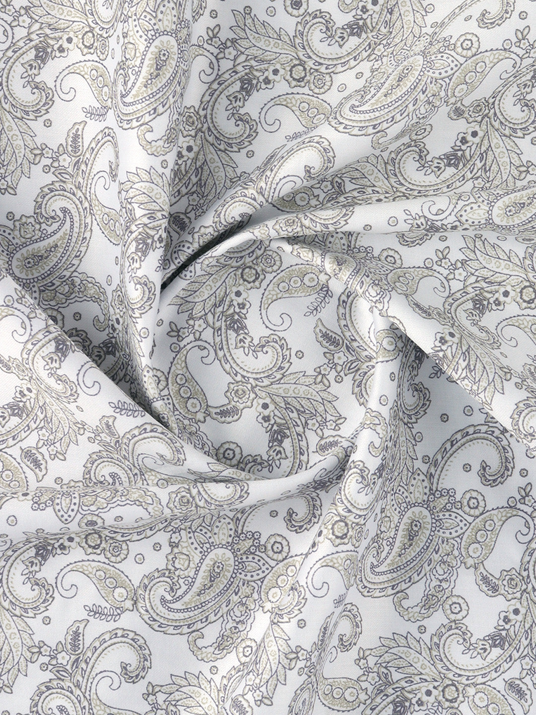 Men Cotton Rich White with Green Printed Shirt Fabric Oslo Print