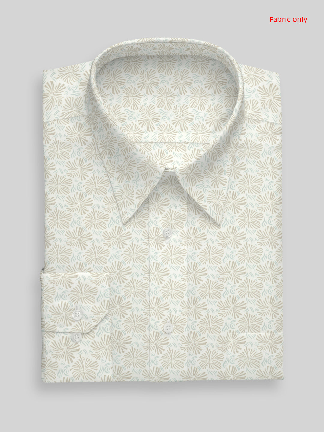 Men Cotton Rich White with Brown Printed Shirt Fabric Oslo Print