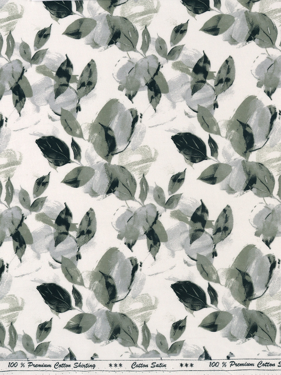 Men 100% Cotton White with Green Printed Shirt Fabric Oslo Print