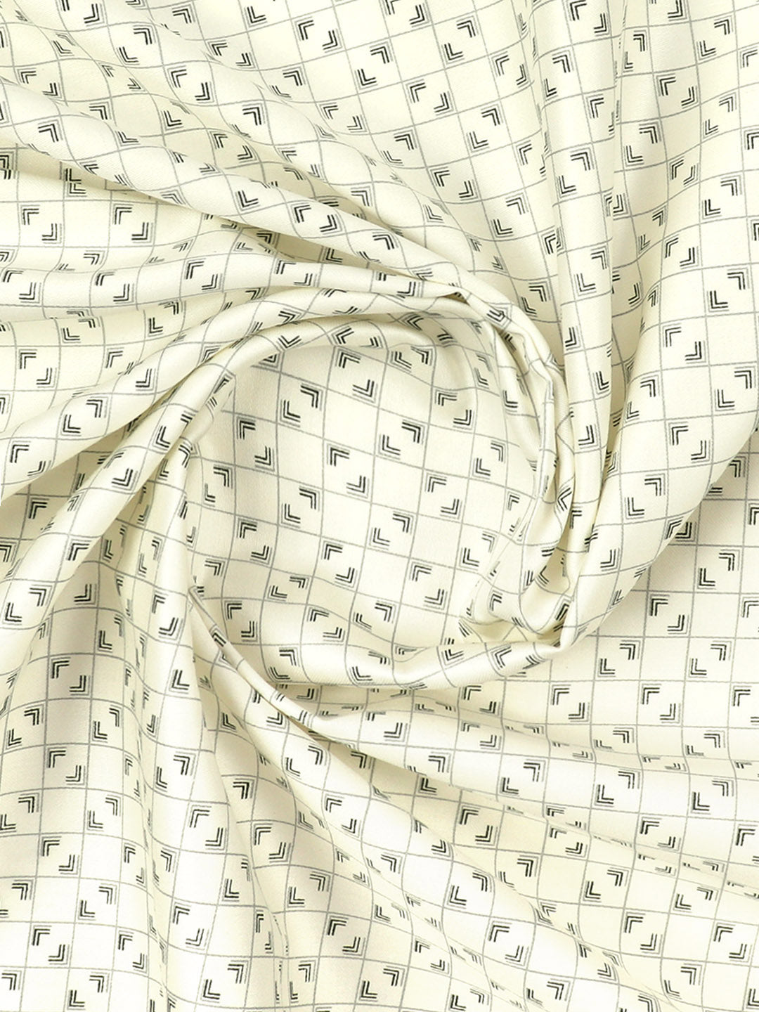 100% Cotton Cream with Green All-over Print Shirt Fabric Alpha