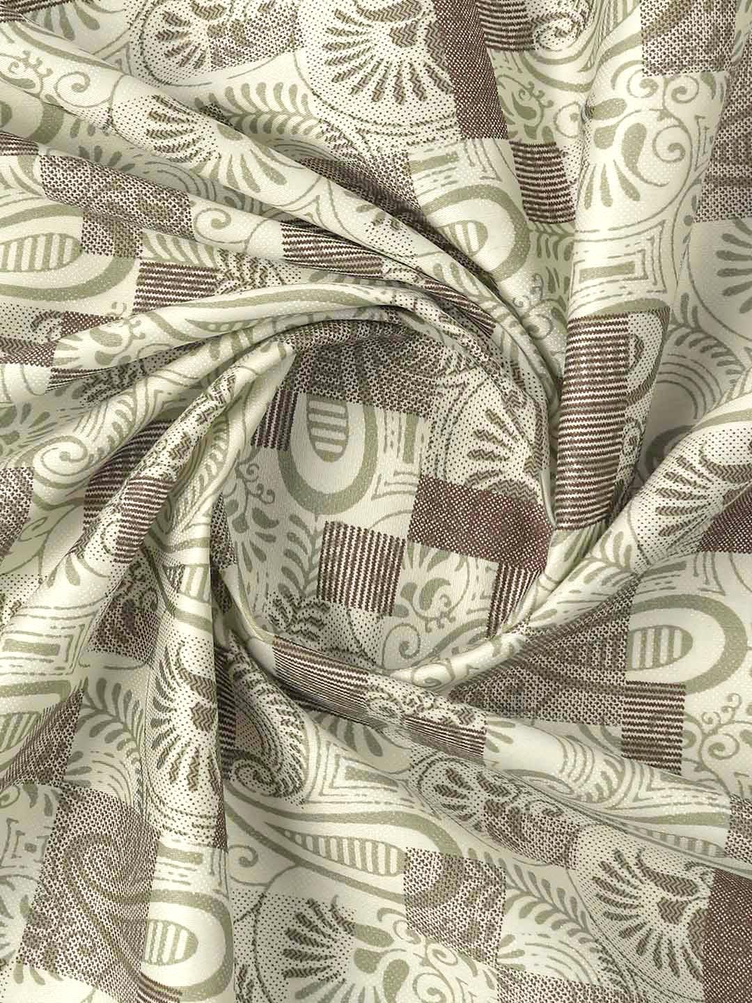 Men Cotton Rich Cream with Green Printed Shirt Fabric Oslo Print