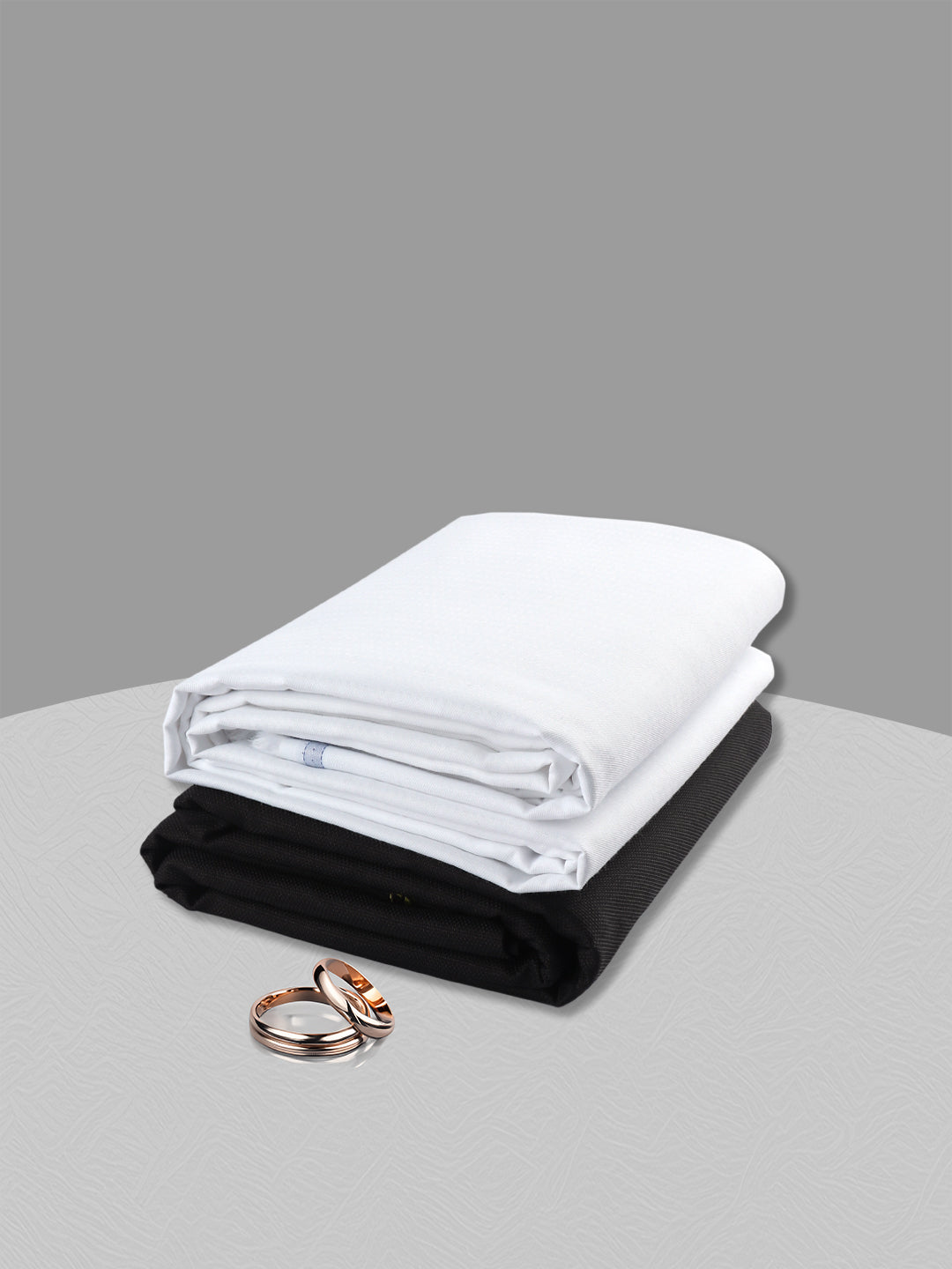 Men Cotton White Shirting & Black Suiting Fabric Gift Box KK112