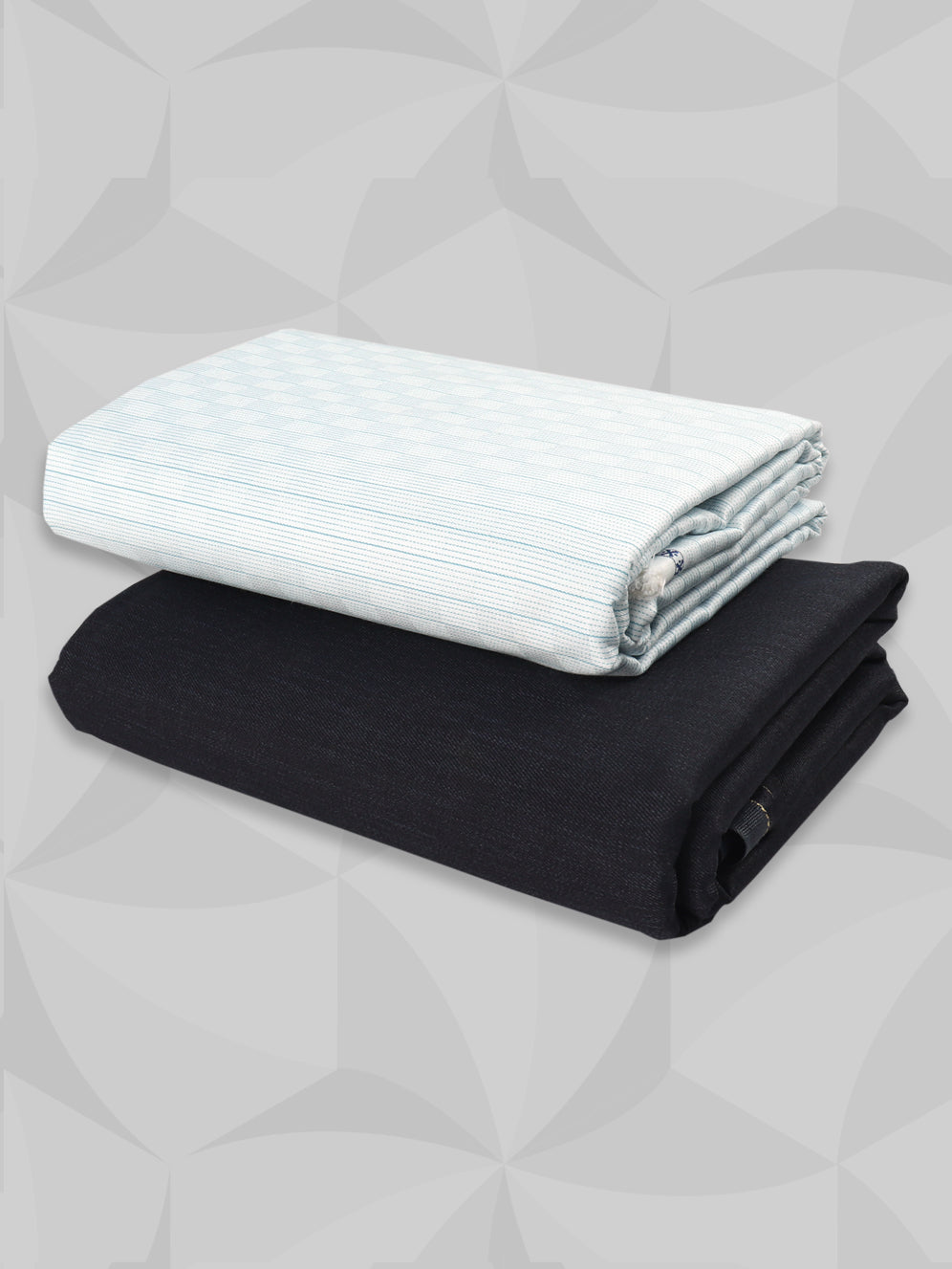 Cotton White Shirting & Blue Suiting Fabric Gift Box KK146