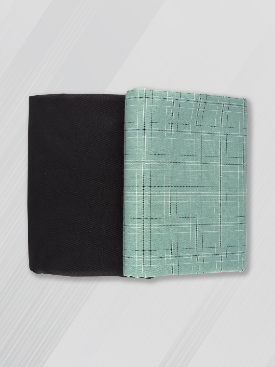 Men Cotton Green Shirting & Black Suiting Fabric Gift Box KK103