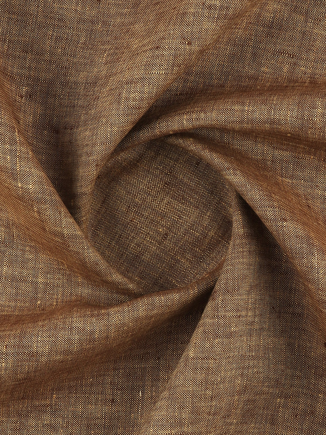 Men 100% Pure Linen Dark Brown Plain Shirt Fabric
