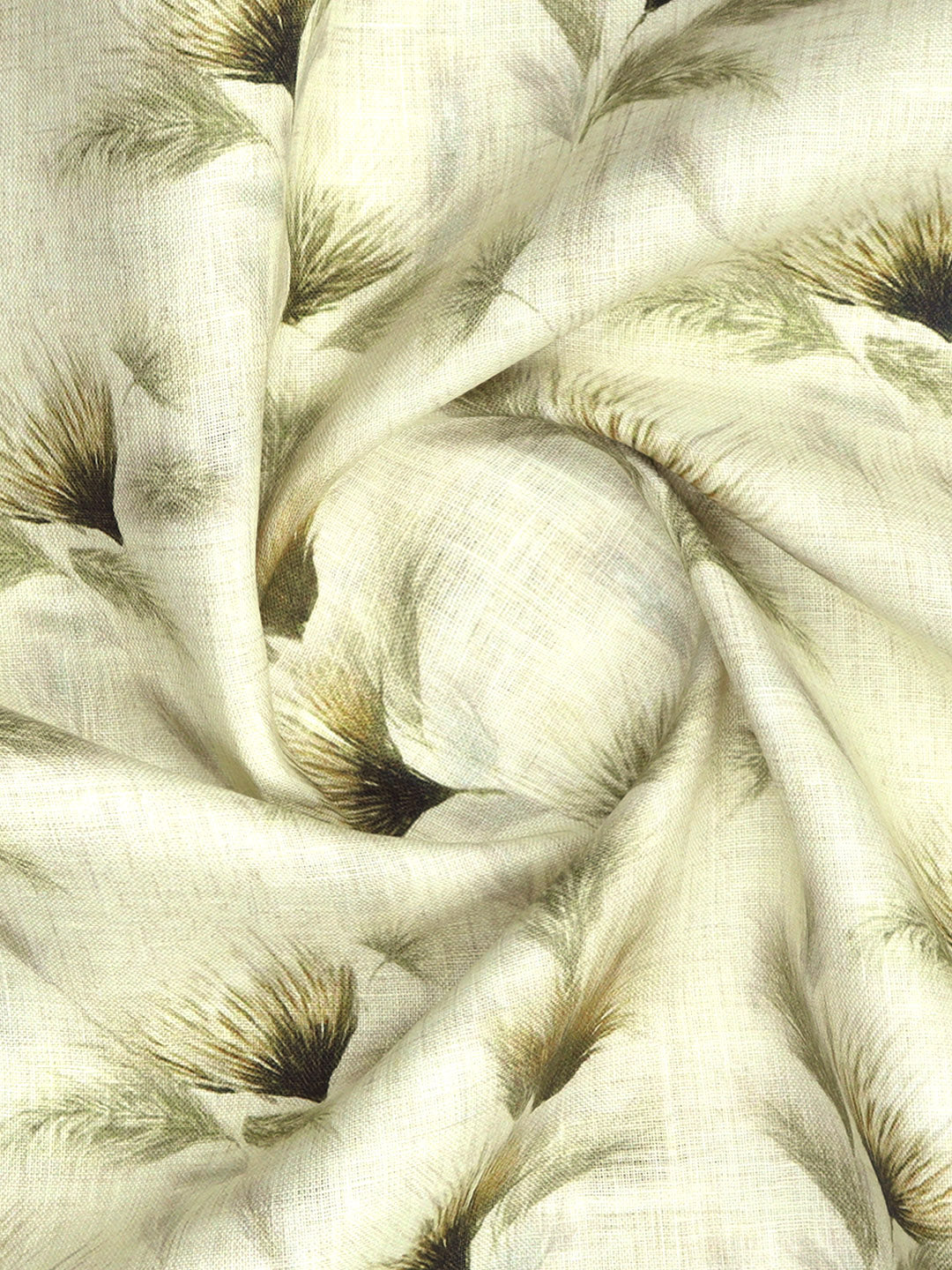 Men Pure Linen Light Green Printed Shirt Fabric Luxurious Bit