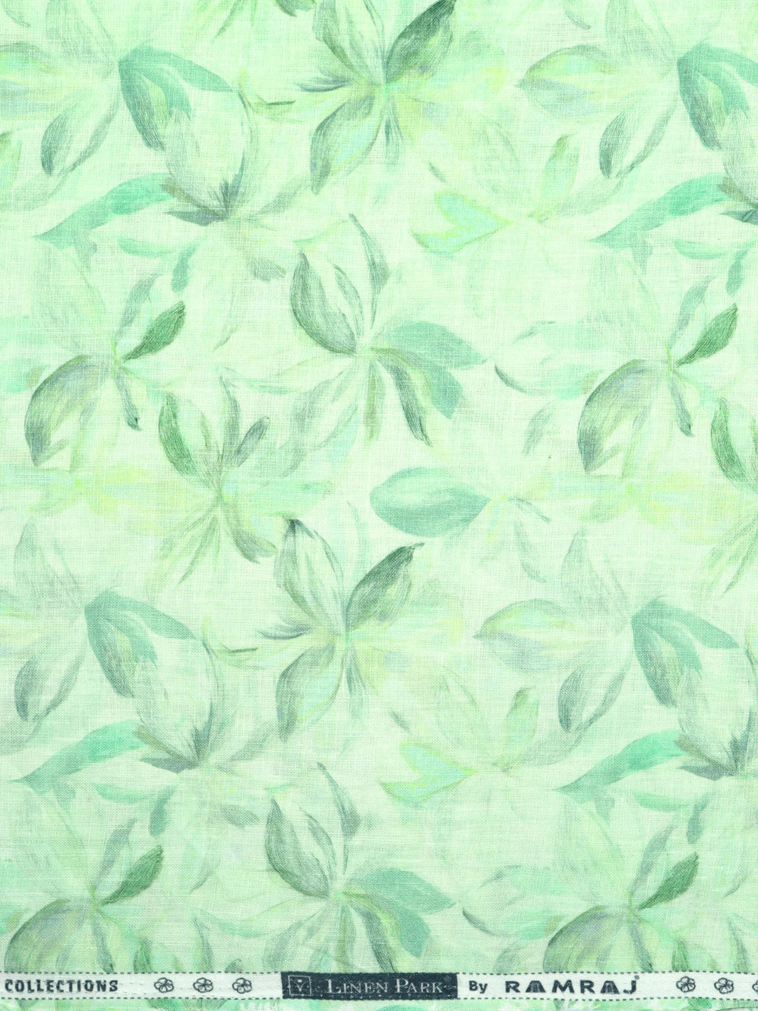 Men Pure Linen Mint Green Printed Shirt Fabric Luxurious Bit