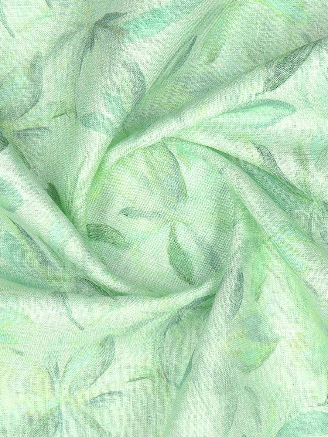 Men Pure Linen Mint Green Printed Shirt Fabric Luxurious Bit