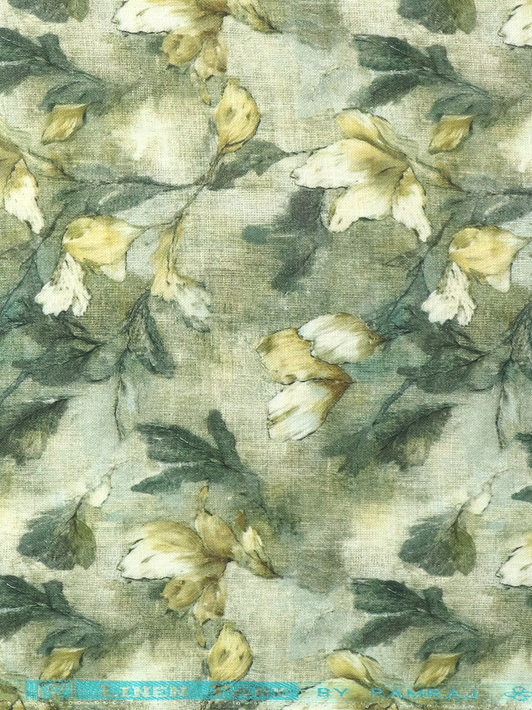 Men Pure Linen Green Printed Shirt Fabric Luxurious Bit