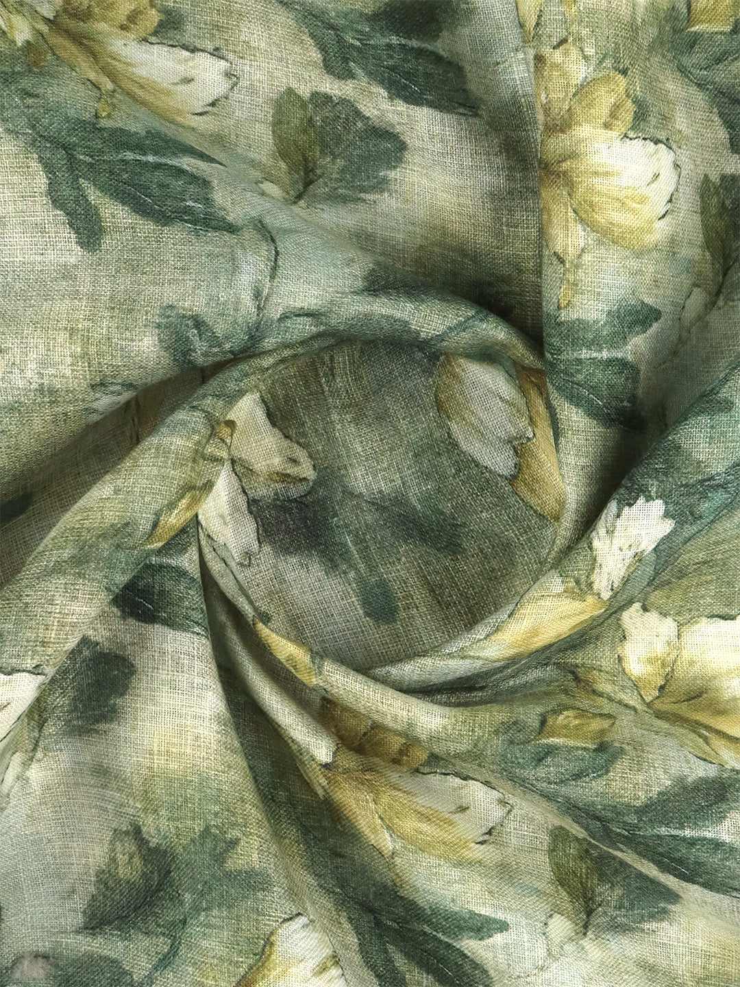 Men Pure Linen Green Printed Shirt Fabric Luxurious Bit