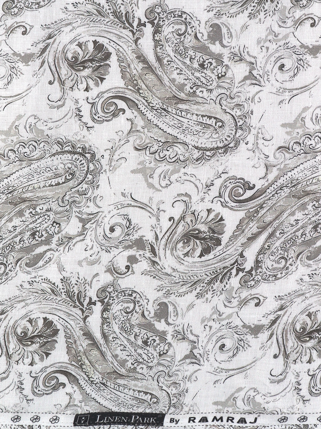 Men Pure Linen White Printed Shirt Fabric Luxurious Bit