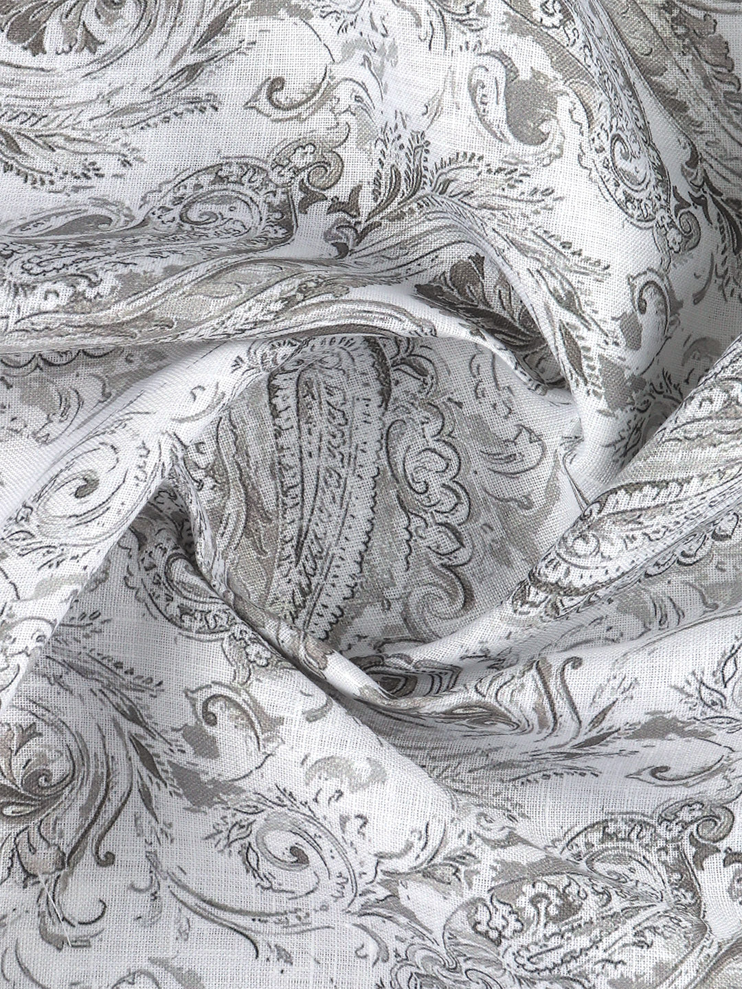 Men Pure Linen White Printed Shirt Fabric Luxurious Bit