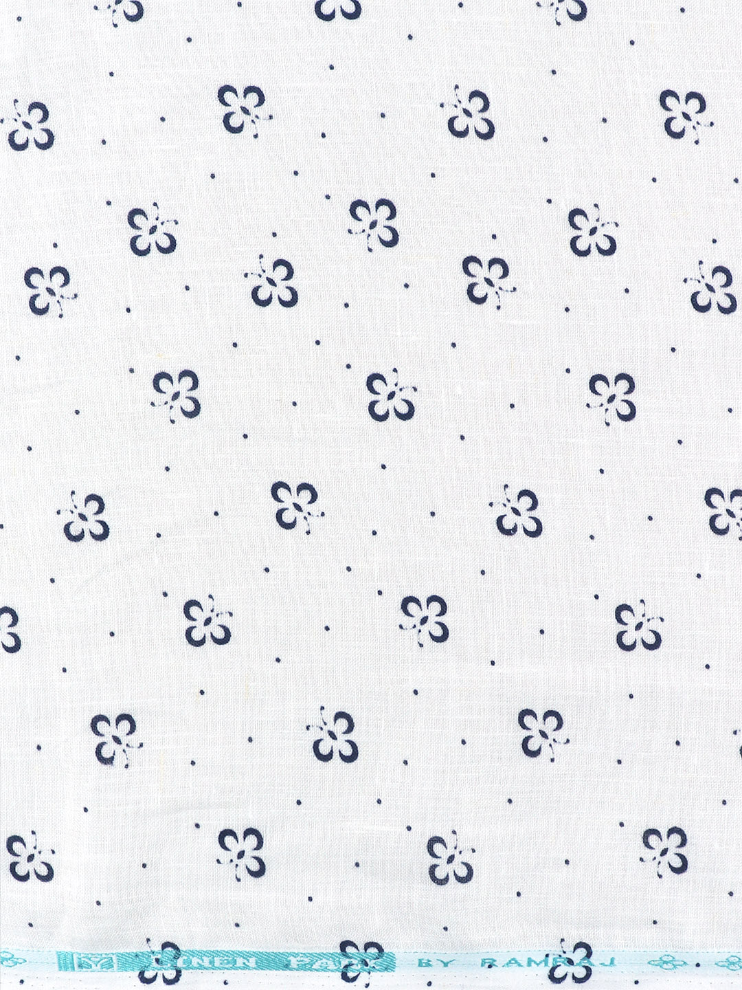Men Pure Linen White Printed Shirt Fabric Luxurious Bit